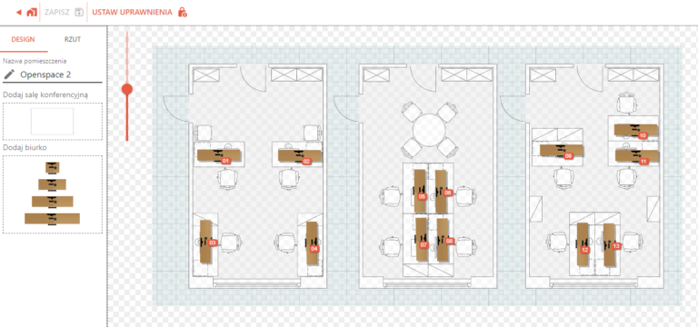 Dodawanie biurek na rzucie pomieszczeń biurowych