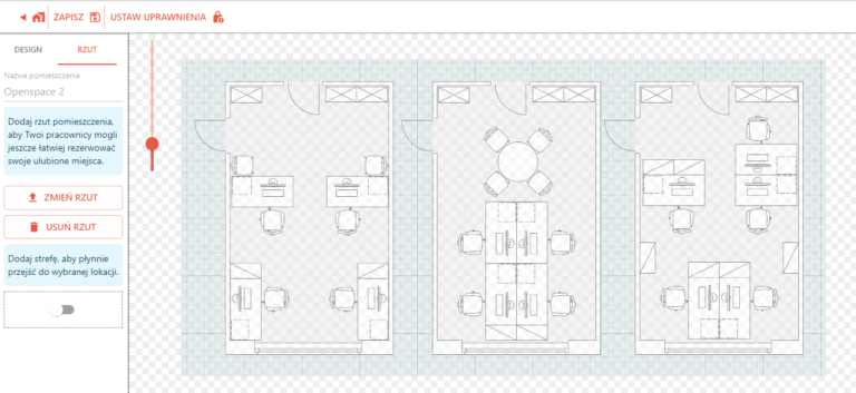 System rezerwacji biurek pozwala dodać plan pomieszczeń